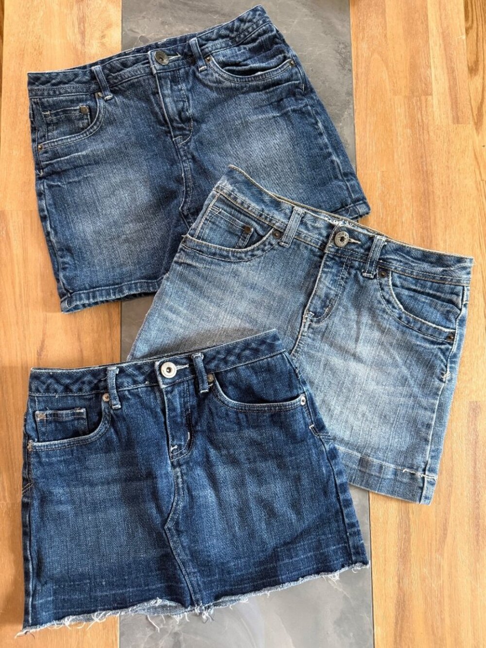 size 10 R regular girls Justice denim mini skirt/skort lot of 3 (2 lined w/short